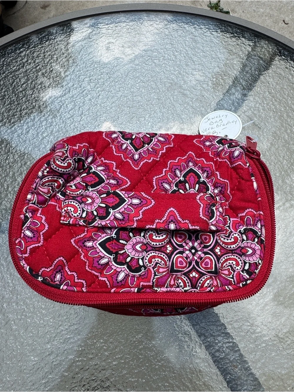 Vera Bradley Red Paisley Quilted Travel Makeup Pouch
